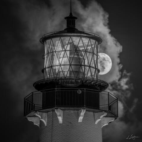 Lighthouse Moon Glow B&W