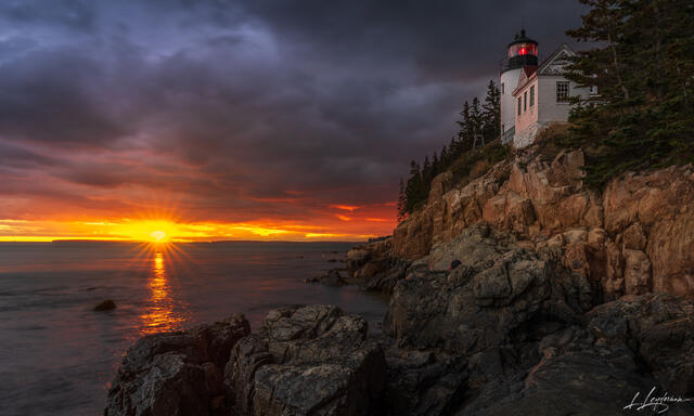 Acadia Lighthouse Sunburst