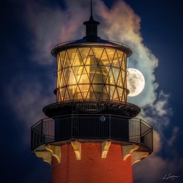 Lighthouse Moon Glow B&W