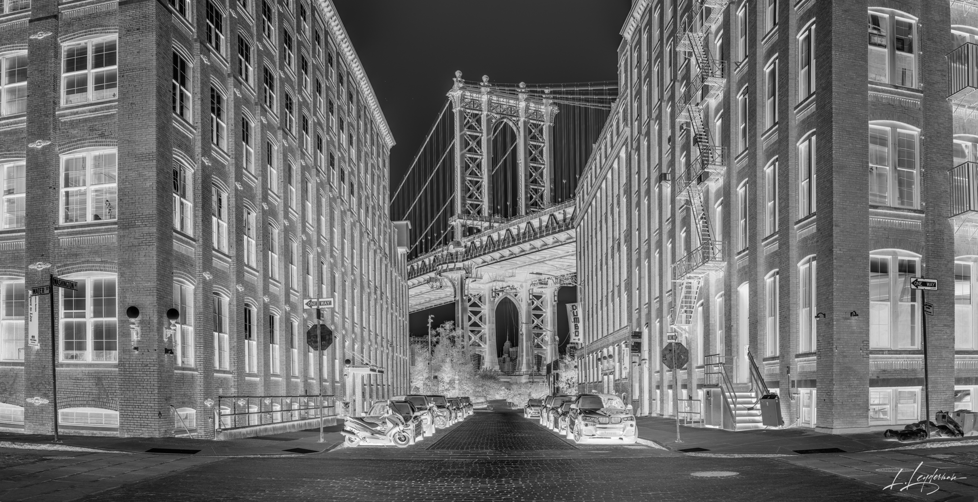 Dumbo, New York, NYC, New York City, Iconic, Infrared, Black And White, Monochrome